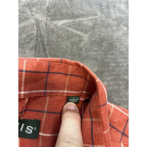 ORVIS Men's Button Down Oxford Shirt L Orange Plaid long sleeve Long‎ Sleeve - Picture 4 of 7